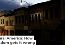 Dusk in downtown Lumberton, county seat in Robeson County, N.C., the most diverse rural county in America. AP Photo/David Goldman